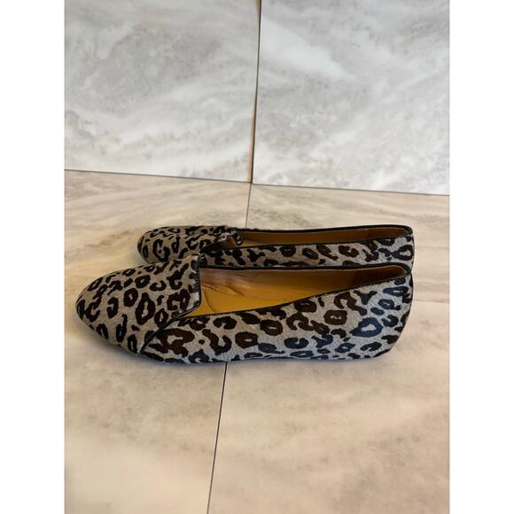 Talbots Women's Animal Print Flats Size 7.5 Leather Upper Gray Black Loafers - Picture 3 of 7